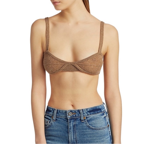 NWT Khaite Eda Cashmere Bralette in Camel Tan Size XS - Picture 3 of 9